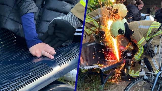 Friese brandweer helpt meisje dat met vinger vastzit in bankje