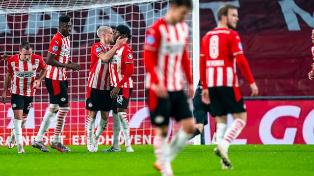 Joy at PSV after the 1-1.
