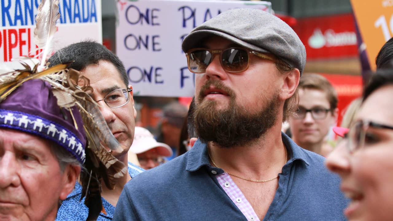 Leonardo DiCaprio bij een klimaatmars in New York in 2014.