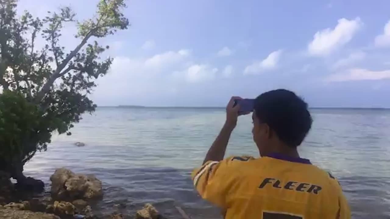 Beeld uit video: Zo klonk de eruptie bij Tonga 750 kilometer verderop