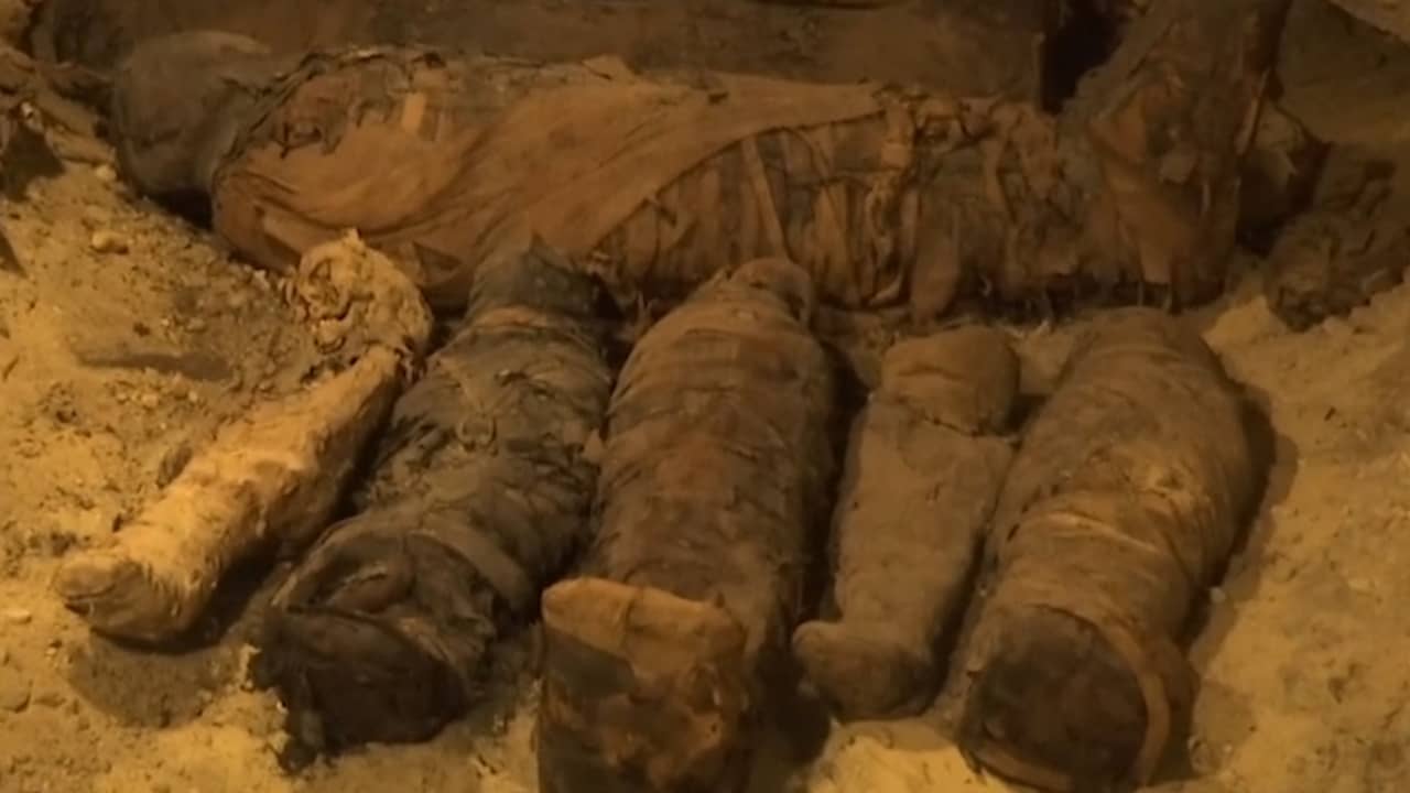 Beeld uit video: Familiegraf met tientallen mummies ontdekt in Caïro