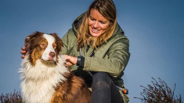 Dafne Schippers met hond Mexx.