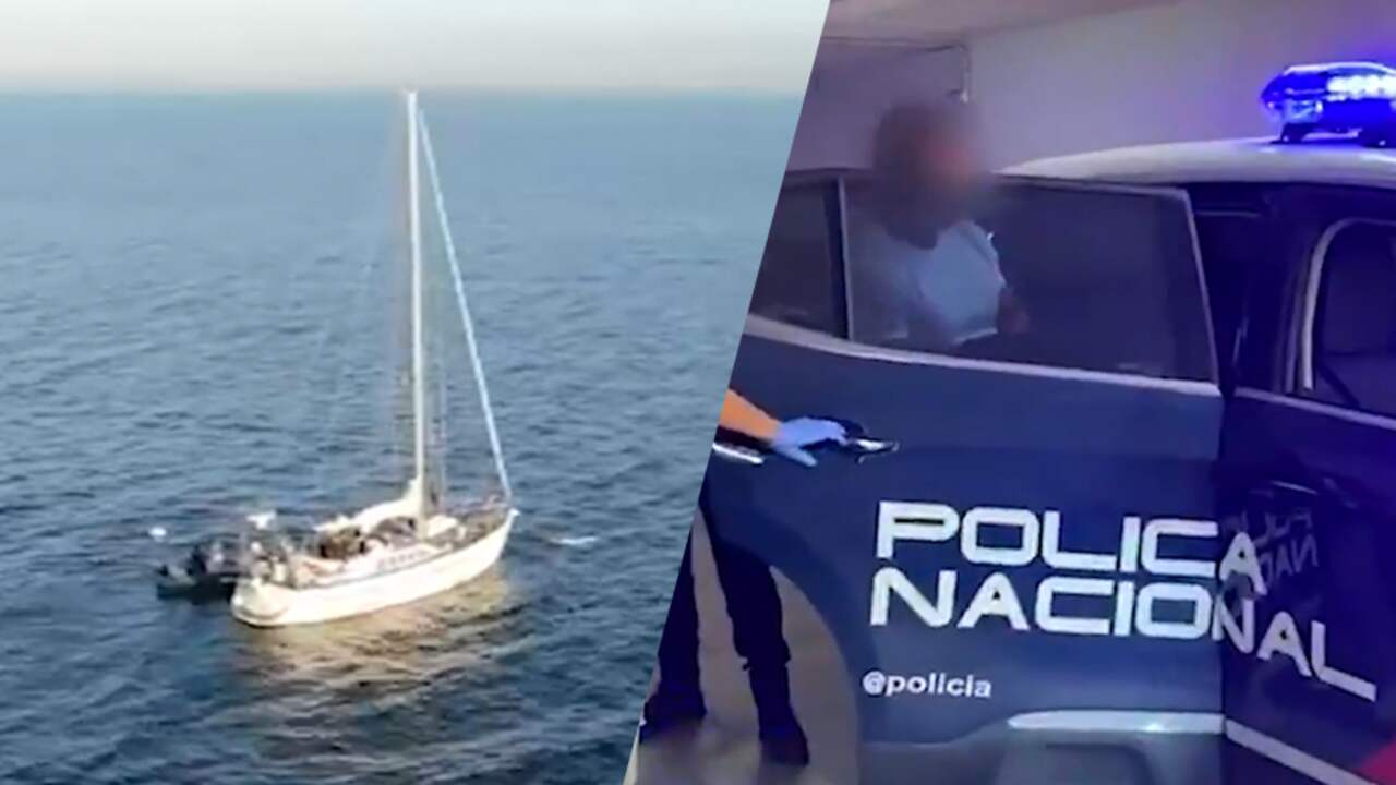 Beeld uit video: Spaanse politie betreedt zeilboot en pakt Nederlandse bendeleider op