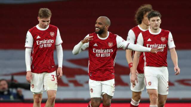 Arsenal viert het winnende doelpunt van Alexandre Lacazette.