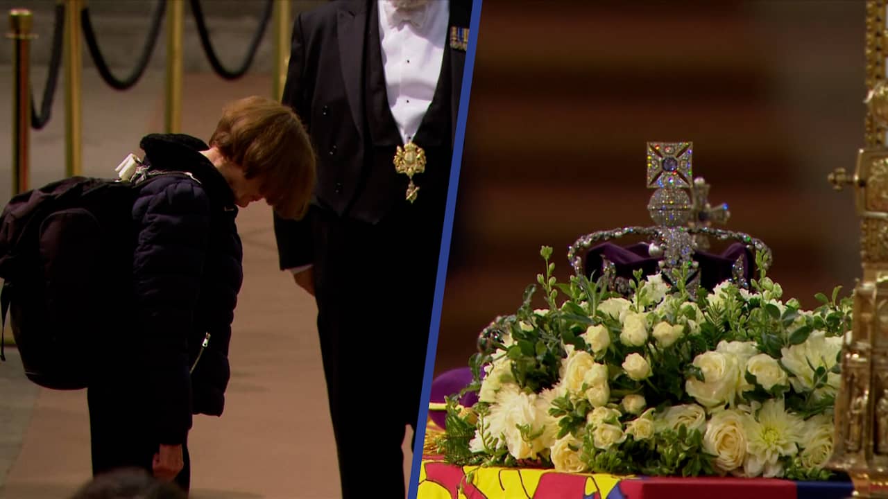 Beeld uit video: Laatste bezoekers eren koningin Elizabeth in aanloop naar begrafenis