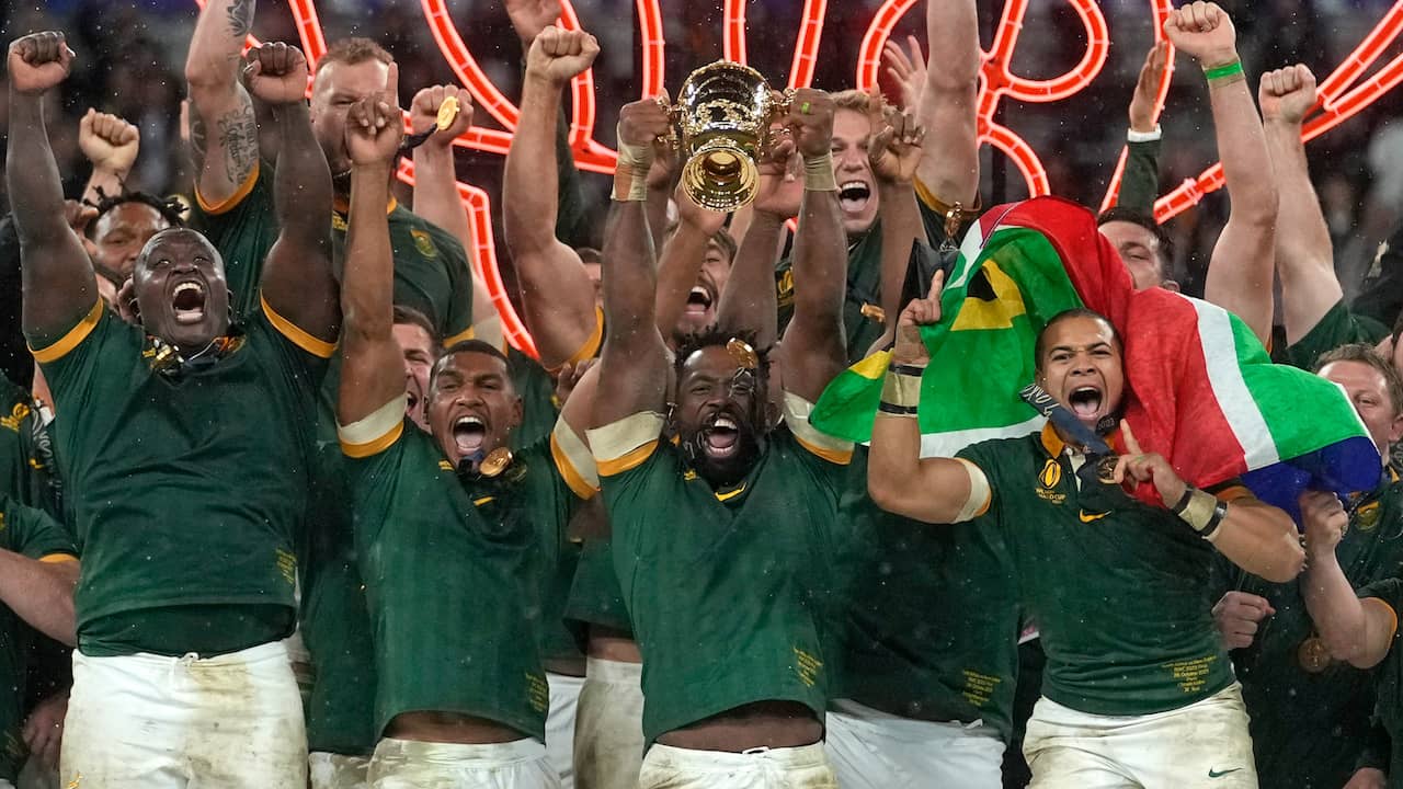 Beeld uit video: Ontlading bij laatste fluitsignaal: Zuid-Afrika is wereldkampioen rugby