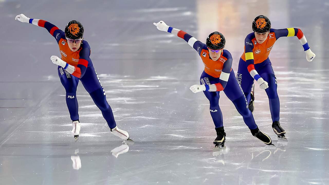 Ireen Wüst en Irene Schouten vormen op de ploegenachtervolging een team met Antoinette de Jong.