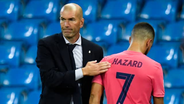 Trainer Zinédine Zidane wil de blessuregevoelige Eden Hazard rustig brengen.