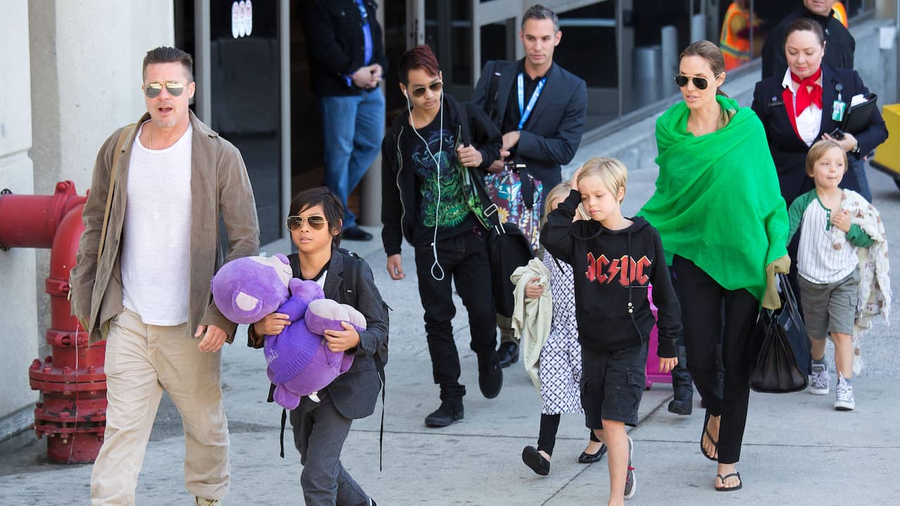 Pitt and Jolie in 2014 with their children Pax, Maddox, Shiloh, Vivienne and Knox.