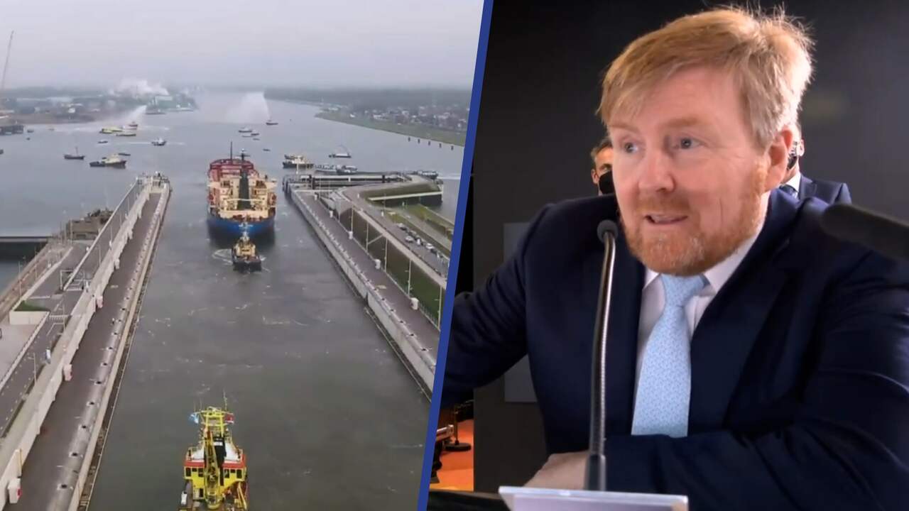 Beeld uit video: Koning opent 's werelds grootste zeesluis in IJmuiden