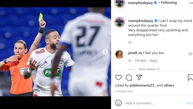 Het Instagram-bericht van Memphis Depay.