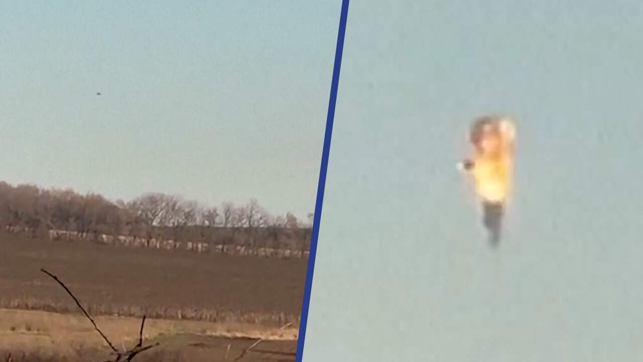 Beeld uit video: Oekraïne deelt beelden van neerhalen Russische helikopter