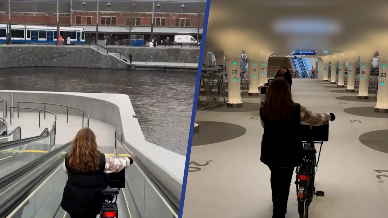 Beeld uit video: Zo ziet de nieuwe ondergrondse fietsenstalling bij Amsterdam CS eruit