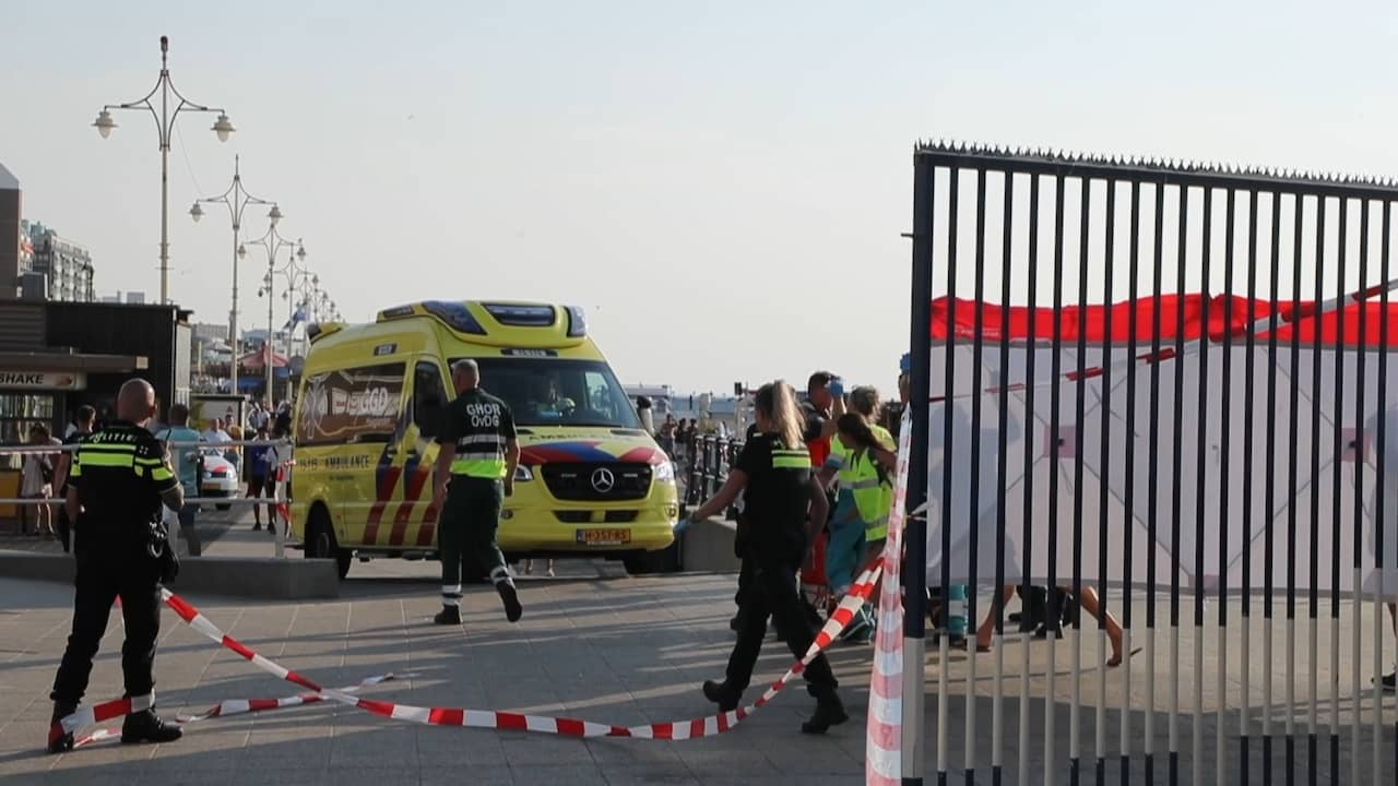 Beeld uit video: Politie zet Scheveningse Pier af na dodelijke steekpartij