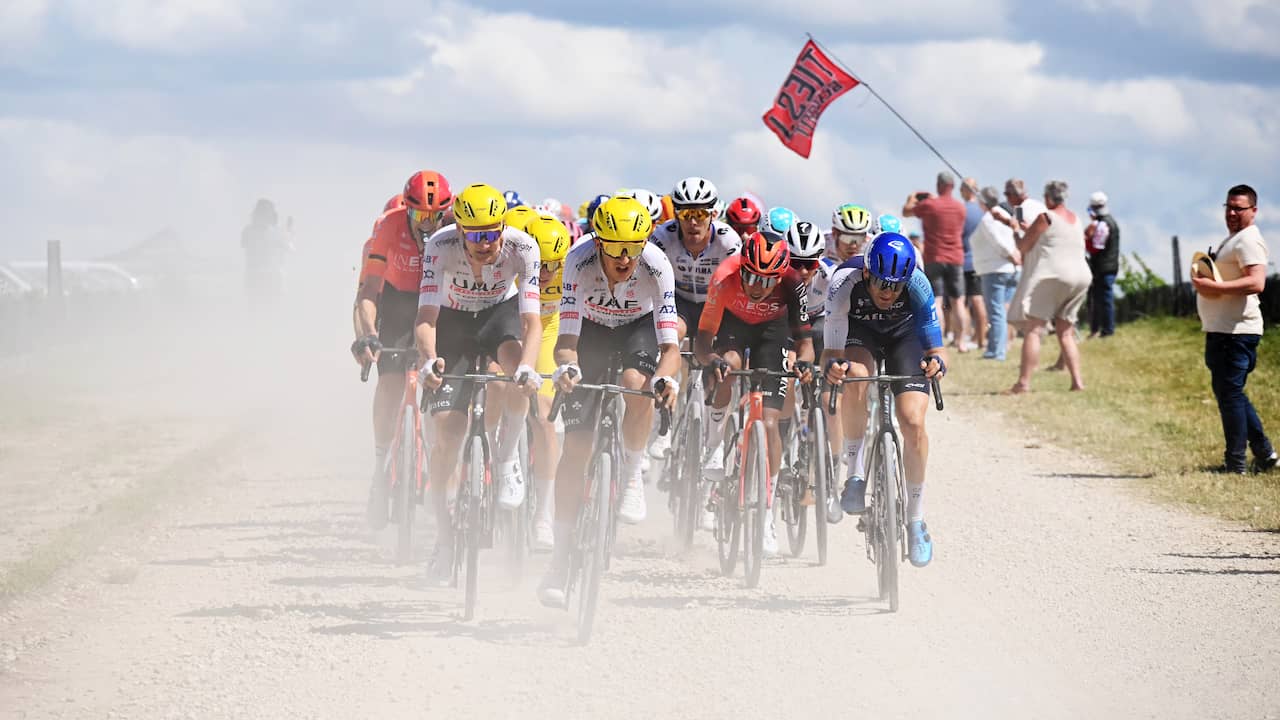 Spektakel bij eerste gravelrit ooit in Tour dit waren de