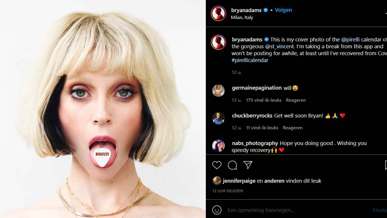 Op zijn Instagram deelt Bryan Adams de foto die hij maakte van zangeres St. Vincent.