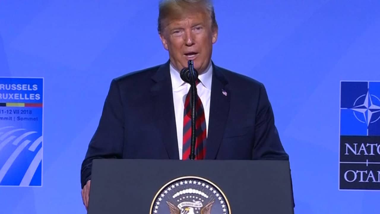 Beeld uit video: Trump: 'VS blijft zeer gecommitteerd aan NAVO'