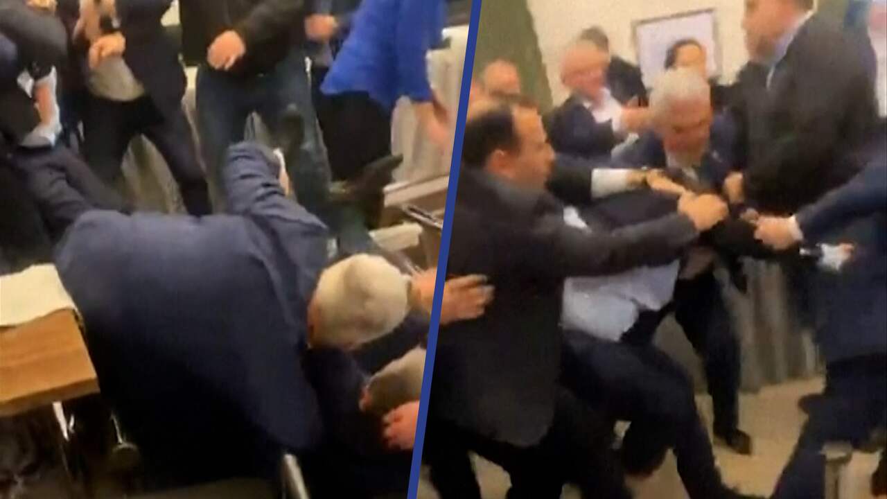 Guarda il video: Parlementsleden Georgië vallen elkaar aan na heibel over wet