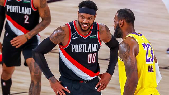 Carmelo Anthony met LeBron James, de nummer drie op de topscorerslijst aller tijden van de NBA.