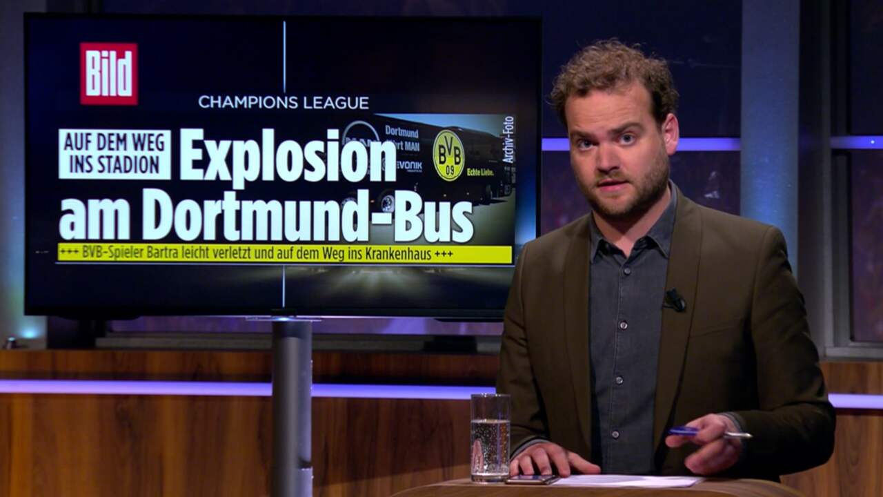 Beeld uit video: 'Explosie bij spelersbus van Borussia Dortmund'