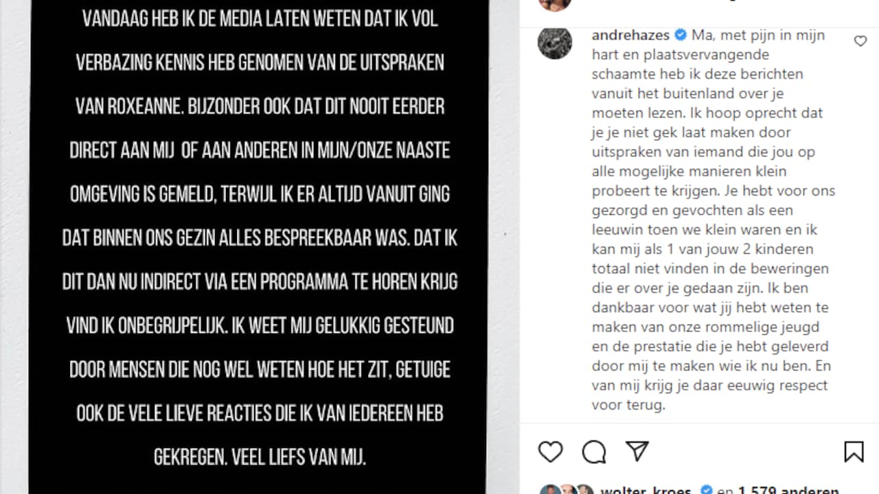 Rachel Hazes writes on Instagram that she watched her daughter's statements in amazement.  André replies to the message.  Photo: Instagram / Rachel Hazes