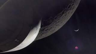 Ruimtevaartuig NASA filmt maan en keert terug naar de aarde