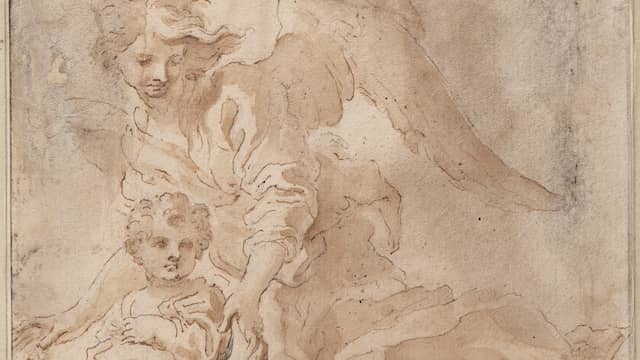 Bernini's tekening van een kind met een beschermengel.