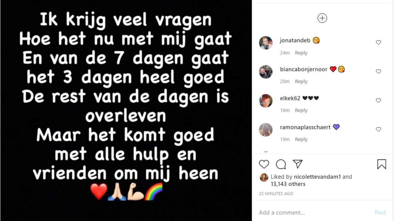 Fred van Leer laat op Instagram weten hoe het met hem gaat.