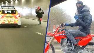Motorrijder daagt Britse politie uit met wheelies