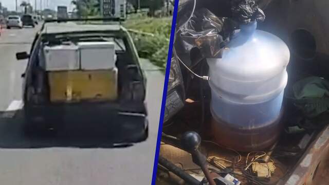 Video | Braziliaanse politie plukt rijdend wrak van snelweg