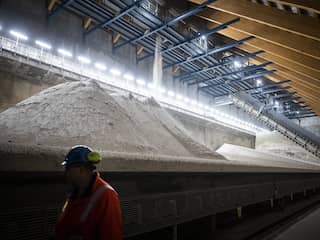 Stapels biomassa in de Eemshavencentrale van RWE