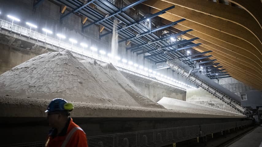 Stapels biomassa in de Eemshavencentrale van RWE