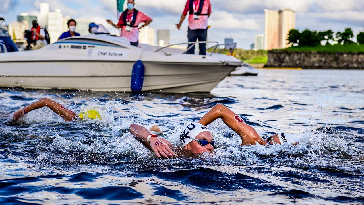 Sharon van Rouwendaal deelde haar race goed in, maar kwam net tekort voor het goud.