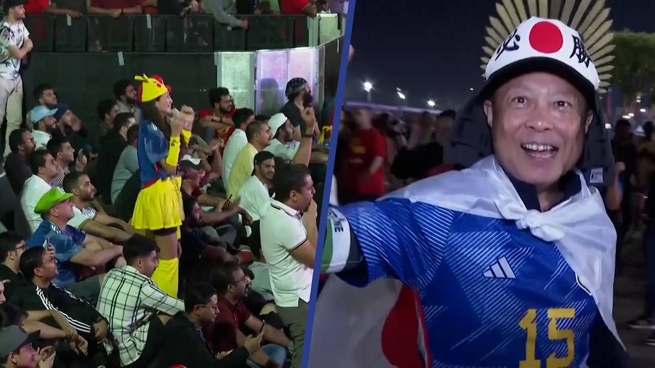 Beeld uit video: Japanse fans vieren verrassende groepswinst op WK: 'Historisch'