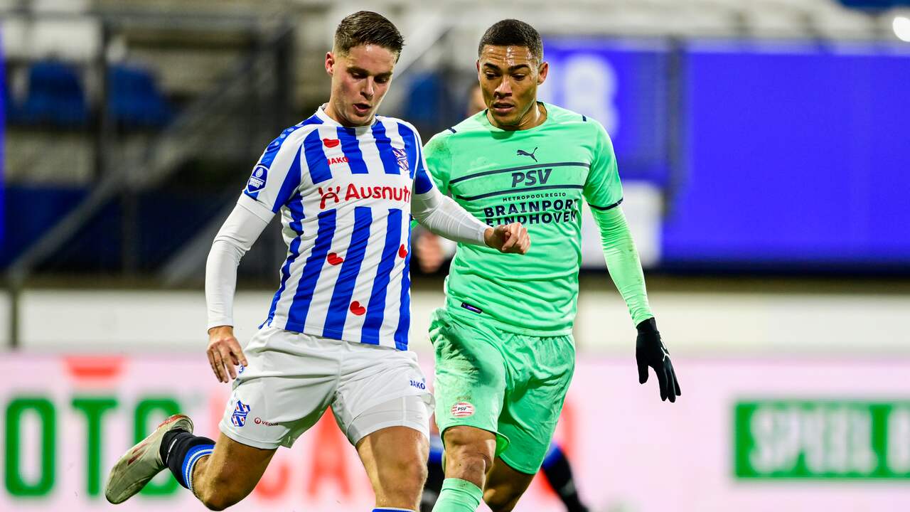 Joey Veerman en sc Heerenveen speelden eind november met 1-1 gelijk tegen PSV.