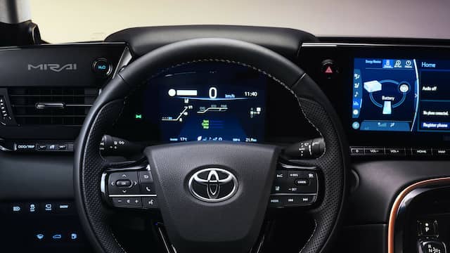 Futuristisch: het dashboard van de Mirai