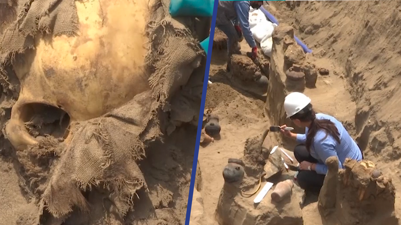 Beeld uit video: Archeologen onderzoeken eeuwenoude graven in Peru