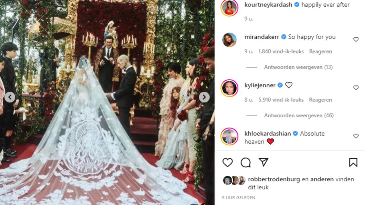 Op sociale media worden diverse beelden van de plechtigheid gedeeld. Foto: Instagram/Kourtney Kardashian