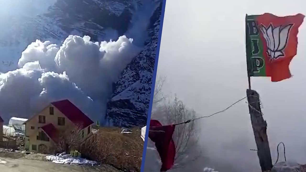 Beeld uit video: Lawine na gletsjerbreuk stormt op Indiaas dorp af