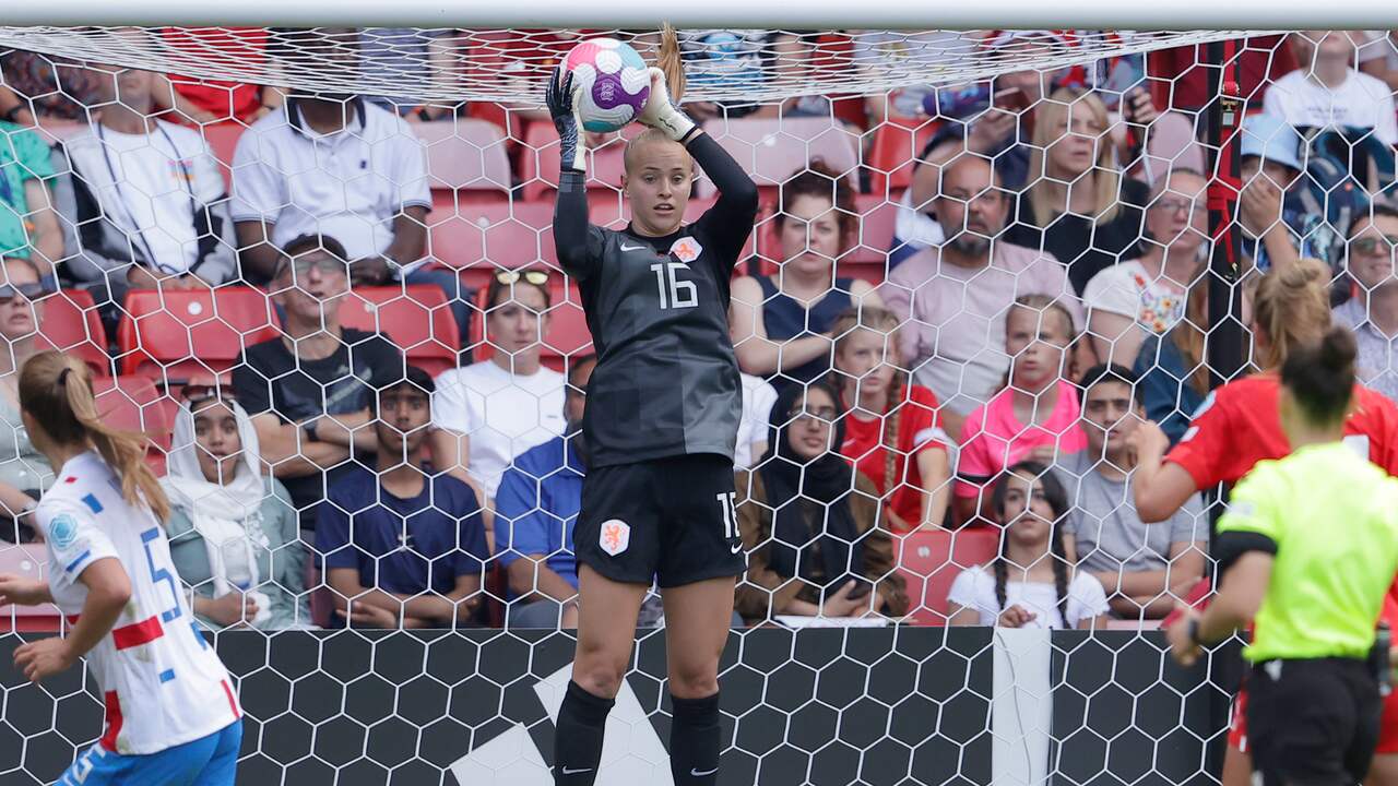 Keeper Daphne van Domselaar was de grote uitblinker bij Nederland.