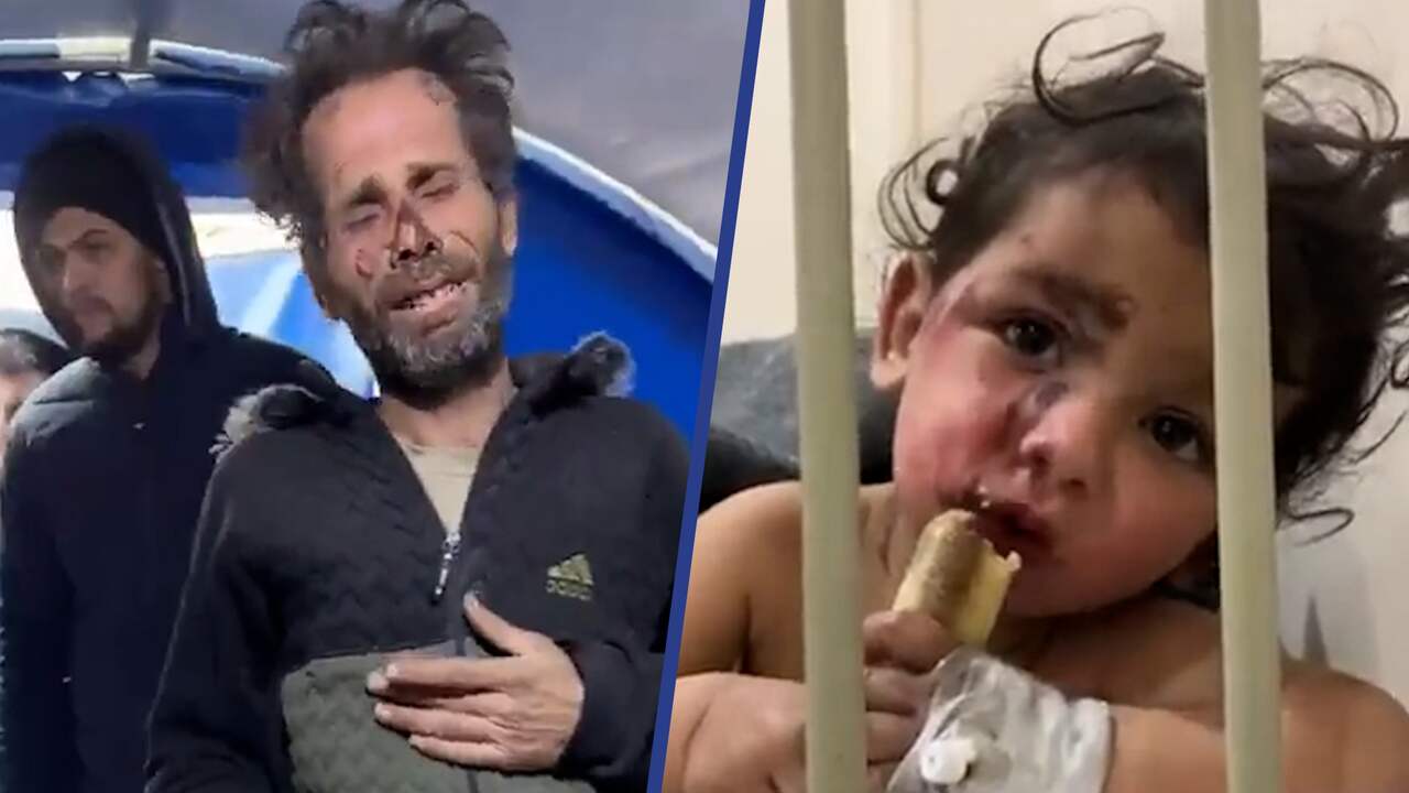 Beeld uit video: Aangrijpende video toont hereniging Syrische vader met zoontje