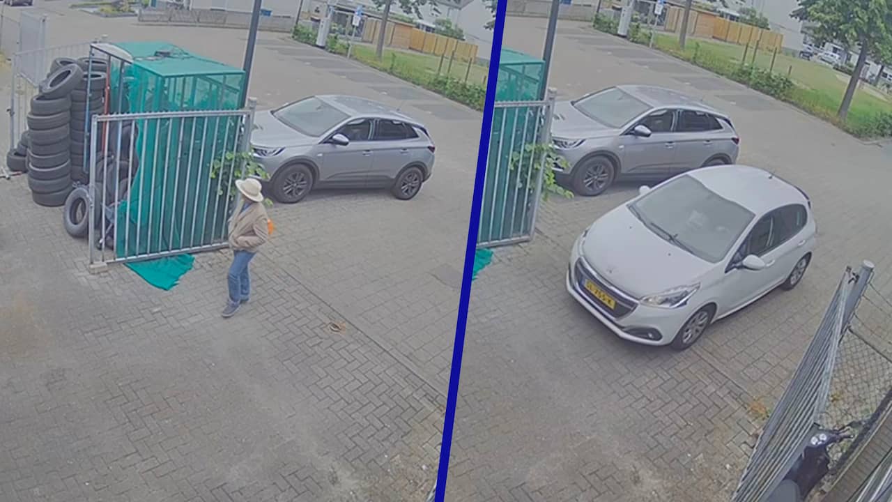 Beeld uit video: Vrouw rijdt met gestolen auto uit garage in Apeldoorn