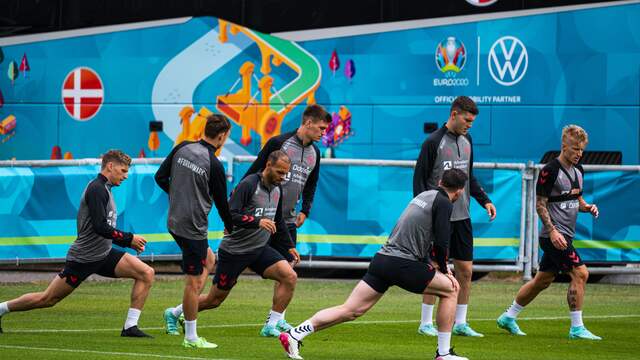 Denemarken trainde dinsdag weer in Helsingor voor het duel met België.