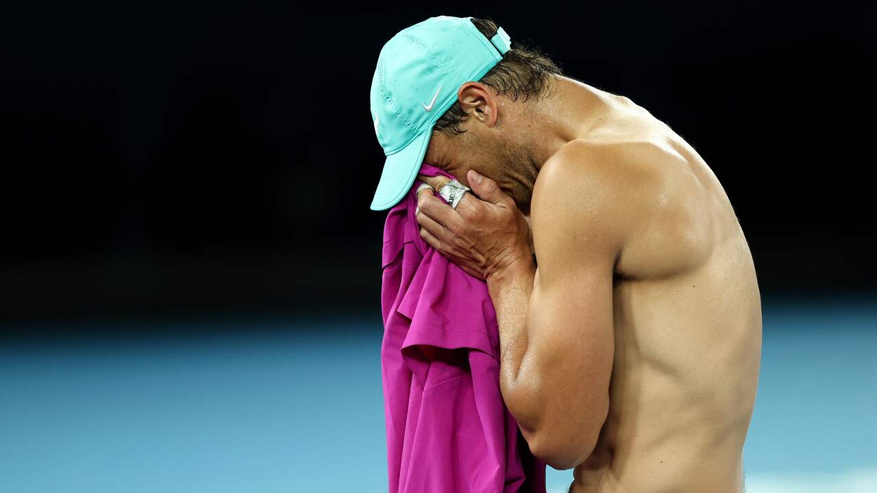 Rafael Nadal hield het niet droog na zijn overwinning op Matteo Berrettini.