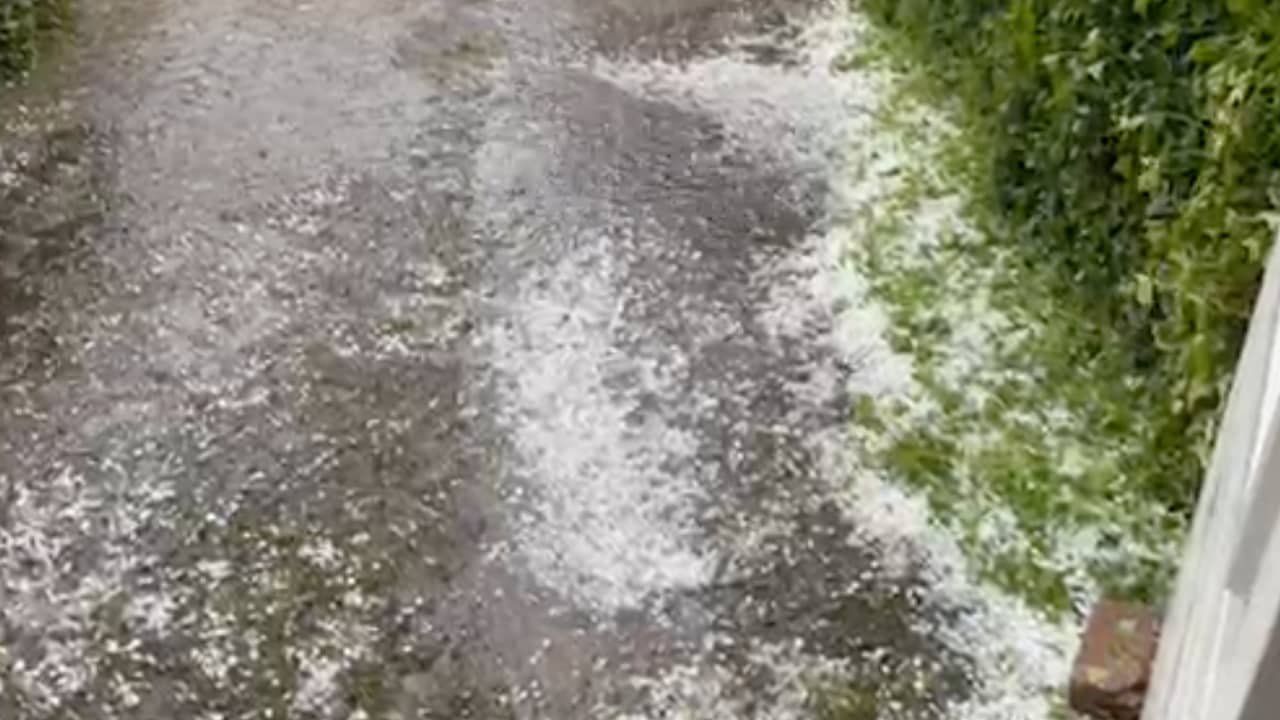 Beeld uit video: Hagelstenen ter grootte van knikkers teisteren Ede