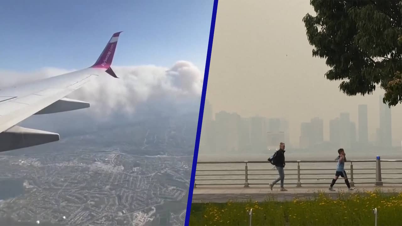 Beeld uit video: New Yorkers hebben last van slechte lucht door bosbranden in Canada