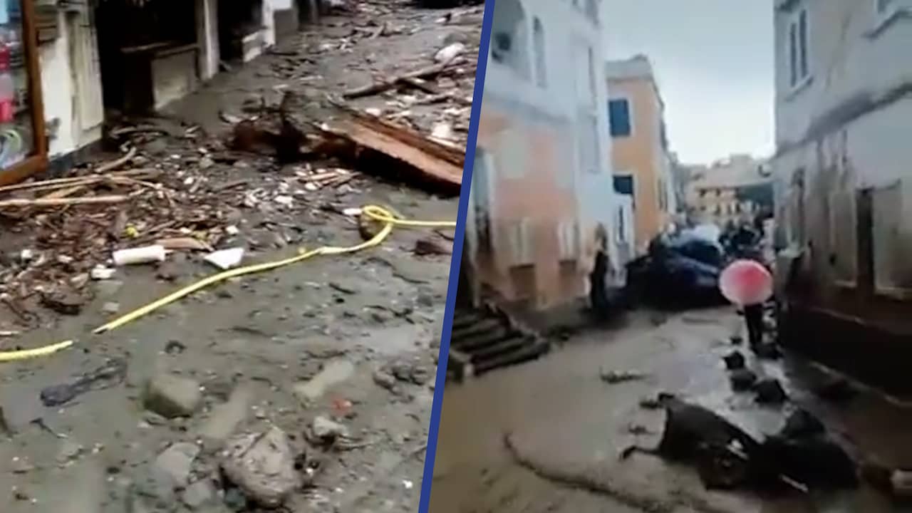 Beeld uit video: Dodelijke aardverschuiving laat ravage achter op Italiaans eiland