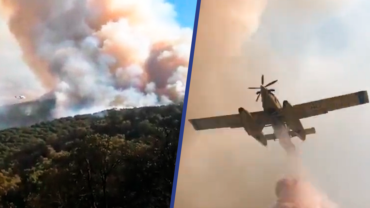 Beeld uit video: Blusvliegtuigen in actie tegen bosbrand Spanje