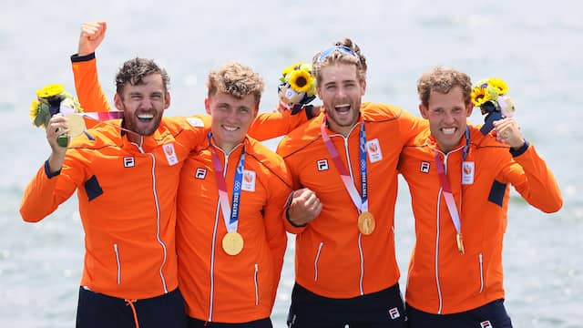 Abe Wiersma, Dirk Uittenbogaard, Koen Metsemakers en Tone Wieten veroverden goud in de dubbelvier.