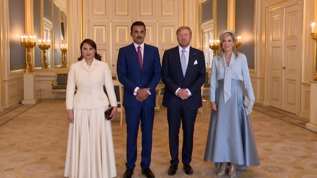 Koningspaar ontvangt sjeik van Qatar op paleis Noordeinde